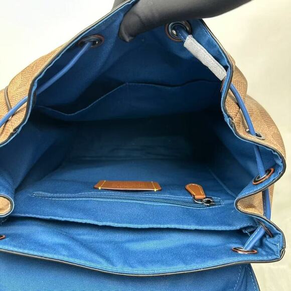 Coach Racer Backpack In Blocked Signature Canvas & Leather Tan/Blue NWT CY775 - Picture 7 of 13